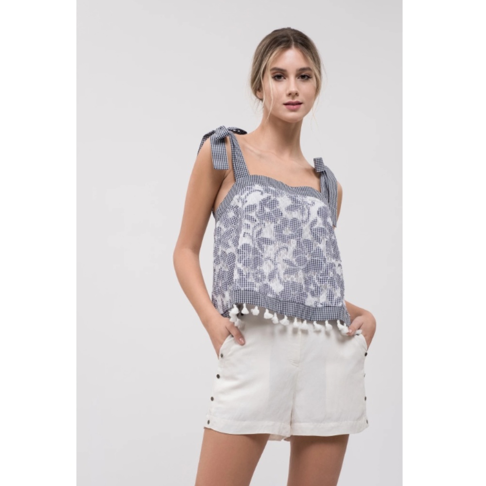 NWT! J.O.A. Gingham Lace Top